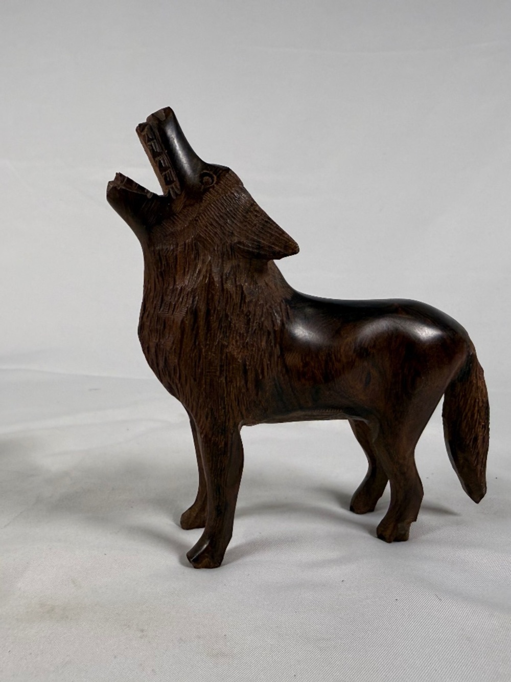Vintage Ironwood Howling Coyote Wolf Hand Carved Southwestern Folk Art